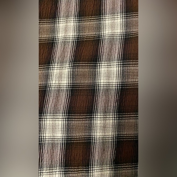 NWT Treasure & Bond Plaid V-Neck Button-Up Shirt Brown Ivory Plaid Long Sleeve L - Picture 13 of 13